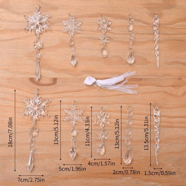 10pcs / set Transparent Snowflake Ice Pick Set Christmas Decoration Supplies - Image 3