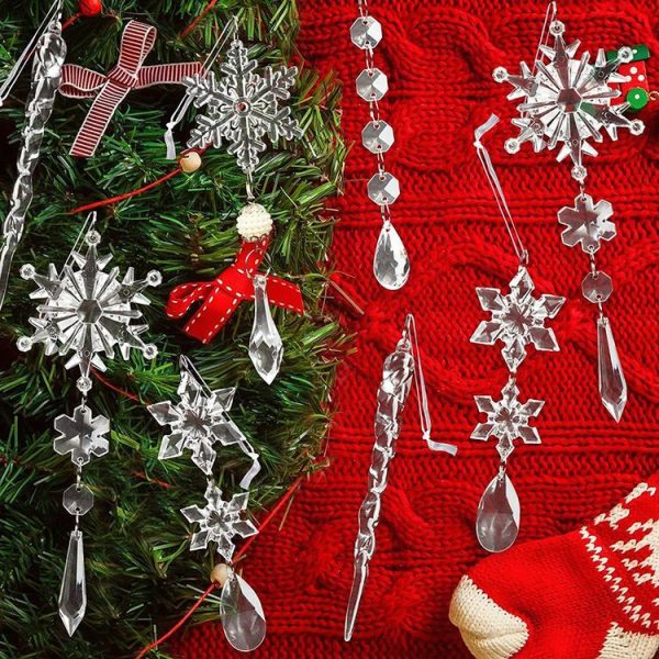10pcs / set Transparent Snowflake Ice Pick Set Christmas Decoration Supplies - Image 4