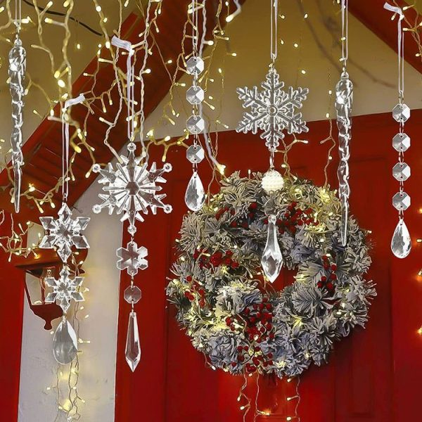 10pcs / set Transparent Snowflake Ice Pick Set Christmas Decoration Supplies - Image 6