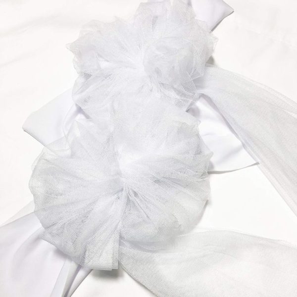 Hotel Wedding Organza Free Tie Chair Back Flower Seat Yarn Decorations Tulle Chair Back Bows (Shallow Purple) - Image 3