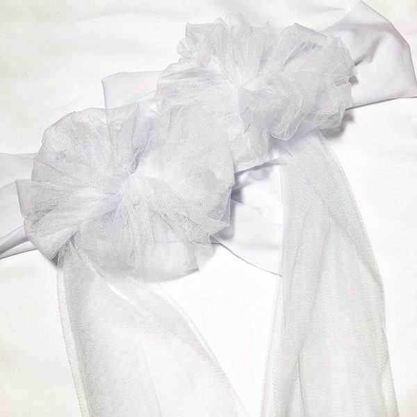 Hotel Wedding Organza Free Tie Chair Back Flower Seat Yarn Decorations Tulle Chair Back Bows (Shallow Purple) - Image 4