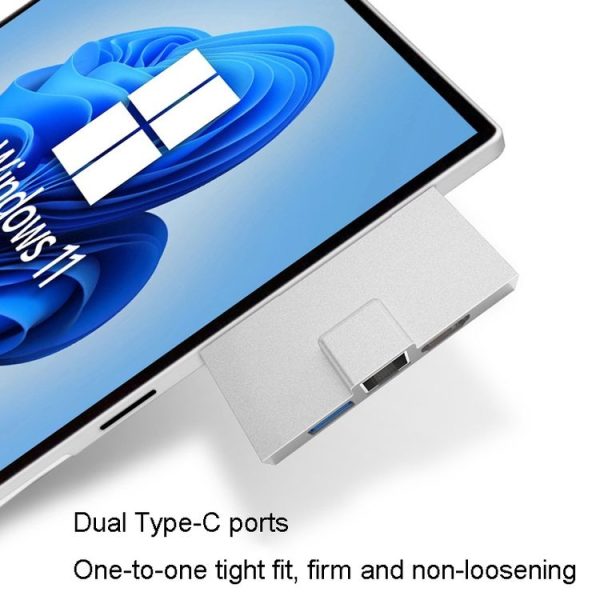 Surface Pro 8 / 9 / X Dual Type-C Computer Expansion Hub 7 In 1 Docking Station - Image 5