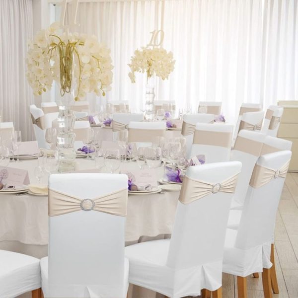 Tie-Free Elastic Chair Back Flower Bow Chair Cover Seat Decoration Ties Hotel Wedding Supplies (Sapphire Blue) - Image 4