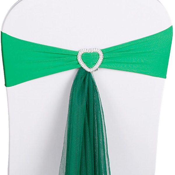 70x58 cm Tie-Free Stretch Chair Back Bow Chair Cover Strap Hotel Wedding Seat Back Decoration (Grass Green) - Image 2