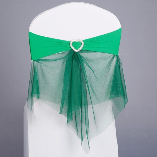 70x58 cm Tie-Free Stretch Chair Back Bow Chair Cover Strap Hotel Wedding Seat Back Decoration (Grass Green) - Image 4