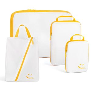 4pcs / set White Travel Waterproof Portable Compression Storage Bag Set