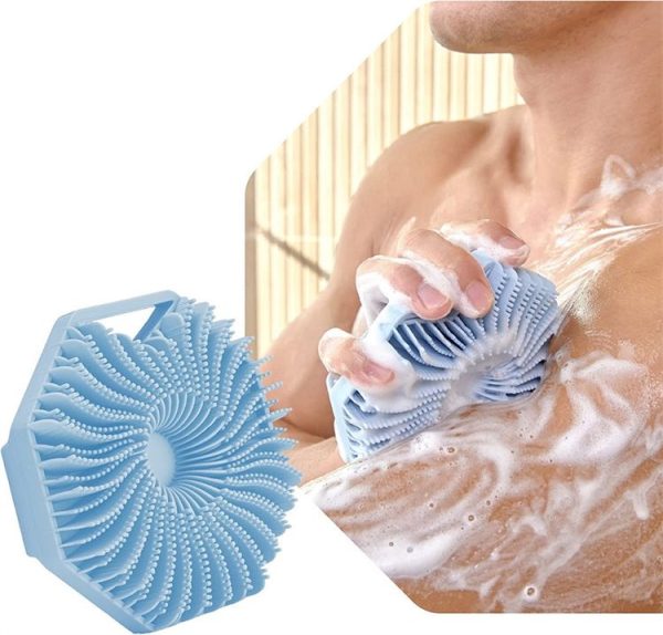 Silicone Body Bath Brush Shower Scrubber (Blue) - Image 2