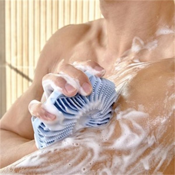 Silicone Body Bath Brush Shower Scrubber (Blue) - Image 6