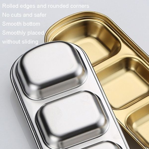 Stainless Steel Square Sauce Dish Hotpot Seasoning Disc Barbecue Tableware, Style: 1 Grid (Silver) - Image 3