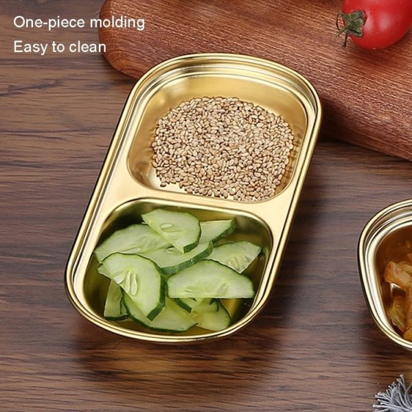 Stainless Steel Square Sauce Dish Hotpot Seasoning Disc Barbecue Tableware, Style: 1 Grid (Silver) - Image 4