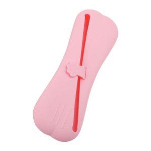 Slant Mouth Cat Paw Buckle Large Capacity Dustproof Soft Silicone Makeup Bag (Pink)