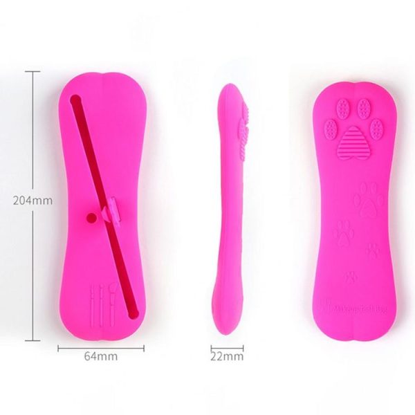 Slant Mouth Cat Paw Buckle Large Capacity Dustproof Soft Silicone Makeup Bag (Pink) - Image 3