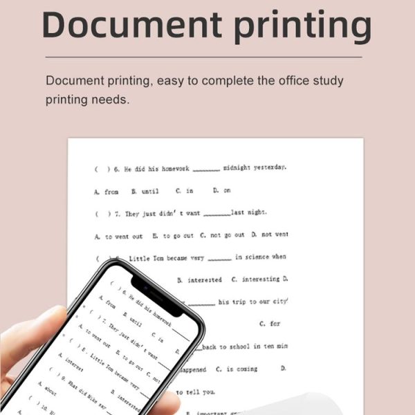 X6 200DPI Student Homework Printer Bluetooth Inkless Pocket Printer Pink Printer Paper x1 - Image 10