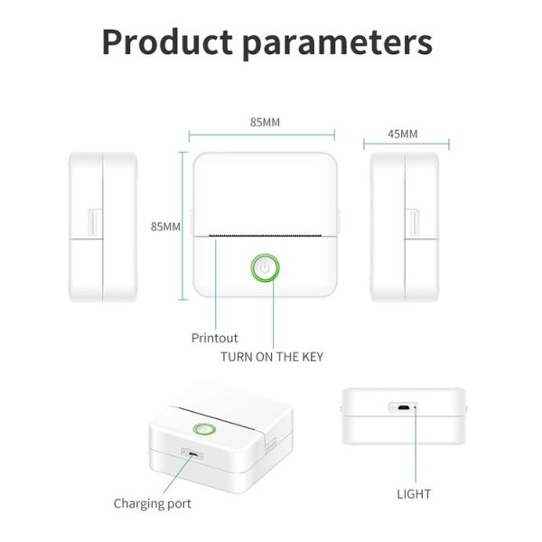 X6 200DPI Student Homework Printer Bluetooth Inkless Pocket Printer Pink Printer Paper x1 - Image 3