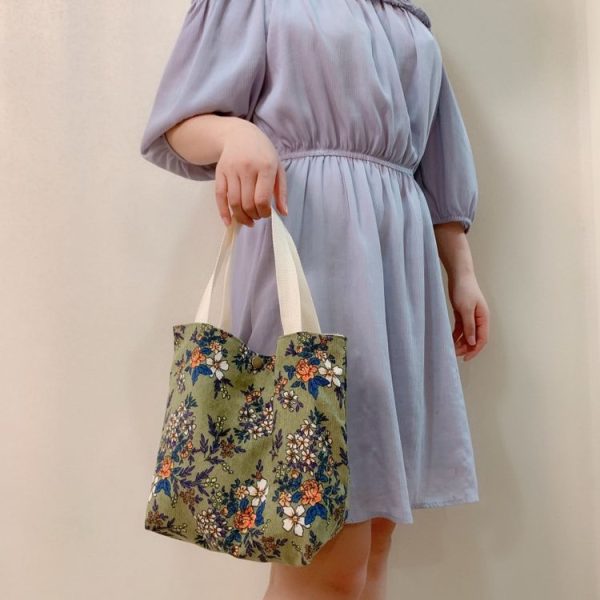 Retro Floral Bag Casual Tote Large Capacity Corduroy Handbag, Style: Cherry - Image 5