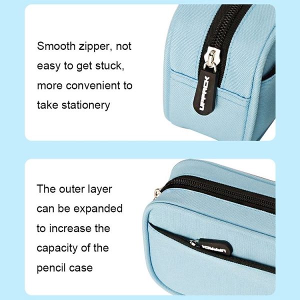 UPPACK Large Capacity Canvas Waterproof Pencil Case Student Stationery Bag, Color: Black - Image 6