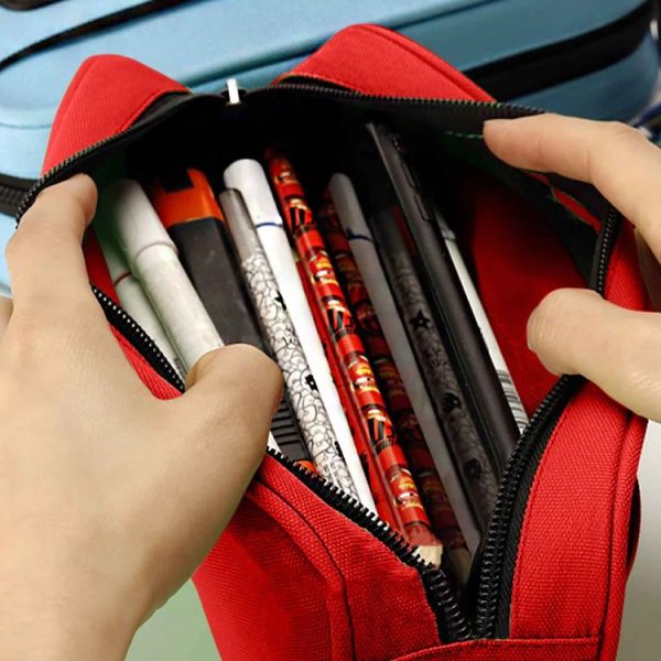 UPPACK Large Capacity Canvas Waterproof Pencil Case Student Stationery Bag, Color: Black - Image 7
