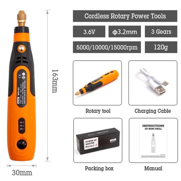 HILDA 3.6V Electrical Grinder Pen Precision Carving Micro Power Drill, Model: Rotary Tool - Image 4