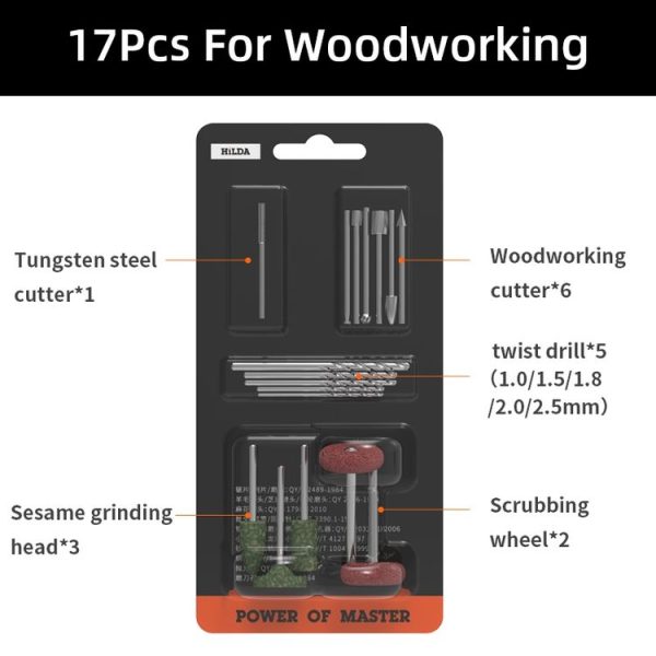 HILDA 17pcs / Set Woodworking Angle Mill Accessories Grinding Accessories Set - Image 2