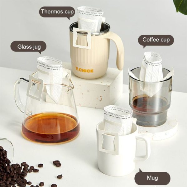 50pcs / Pack Ear-mounted Coffee Filter Portable Drip Coffee Filter Paper Coffee Powder Filter Bag - Image 4