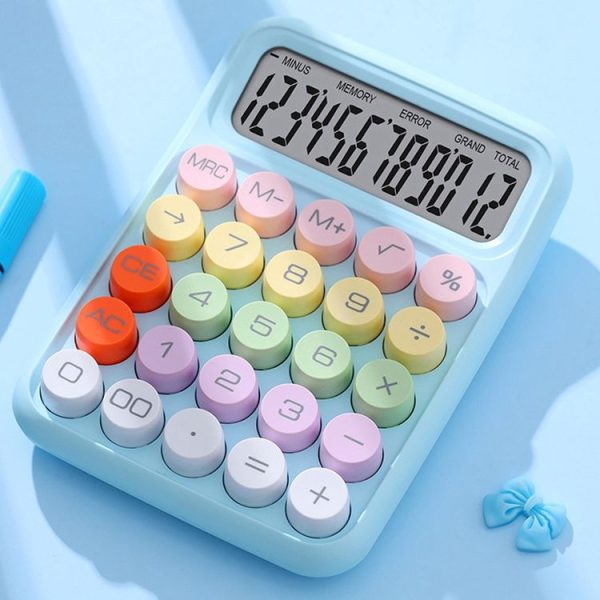 12-Bit Dopamine Flex Keyboard Calculator Candy Color Office Student Calculator (Sky Blue)