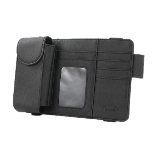 Car Sun Visor Storage Glasses Case Card Holder Bill Document Holder (Black) - Image 2