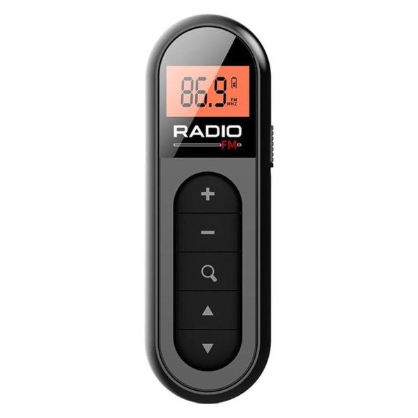 Mini Pocket FM Radio Collar Clip Style Rechargeable Walkman For Conference Tour Guide Horse Racing (Black) - Image 2