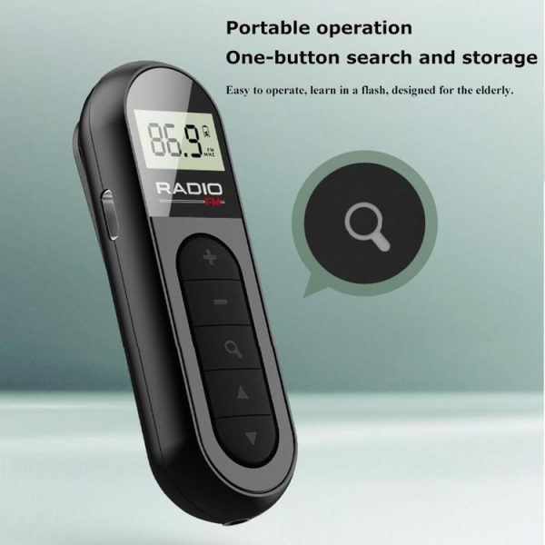 Mini Pocket FM Radio Collar Clip Style Rechargeable Walkman For Conference Tour Guide Horse Racing (Black) - Image 6