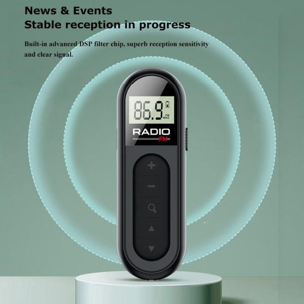 Mini Pocket FM Radio Collar Clip Style Rechargeable Walkman For Conference Tour Guide Horse Racing (Black) - Image 7