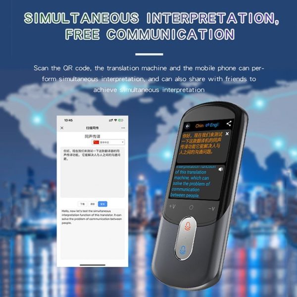 2.88-inch HD Screen WiFi Translator 139 Languages Voice Translator Photo Recording Translator Pen (Dark Gray) - Image 5