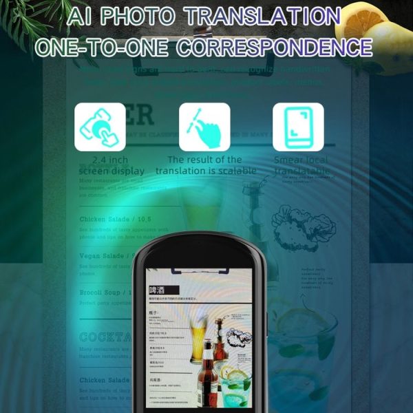 2.88-inch HD Screen WiFi Translator 139 Languages Voice Translator Photo Recording Translator Pen (Dark Gray) - Image 8