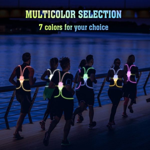 LED Running Lights Outdoor Sports Walking Riding Warning Lighting Vest Night Running Night Fishing Lights (White) - Image 12
