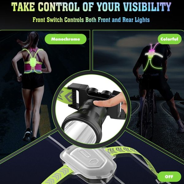 LED Running Lights Outdoor Sports Walking Riding Warning Lighting Vest Night Running Night Fishing Lights (White) - Image 6