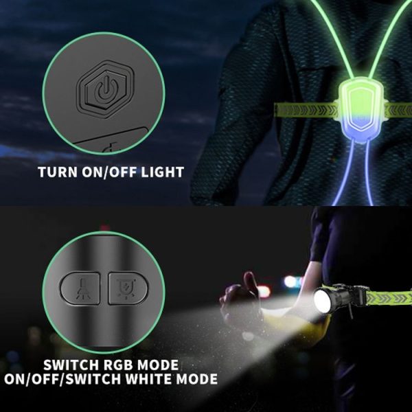 LED Running Lights Outdoor Sports Walking Riding Warning Lighting Vest Night Running Night Fishing Lights (White) - Image 7