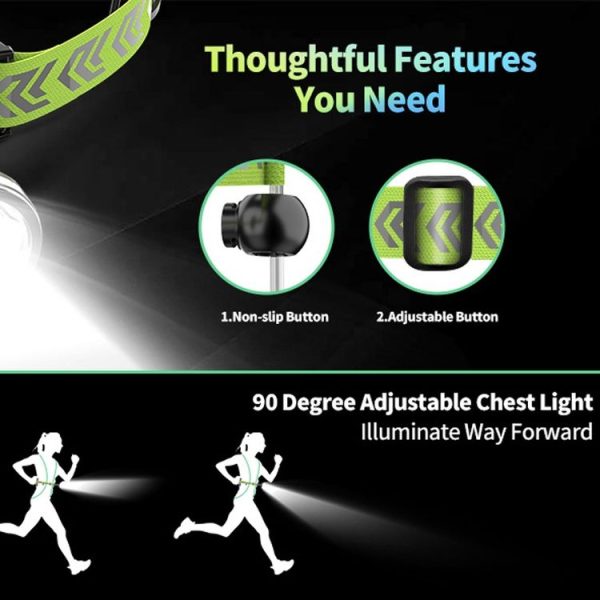 LED Running Lights Outdoor Sports Walking Riding Warning Lighting Vest Night Running Night Fishing Lights (White) - Image 8