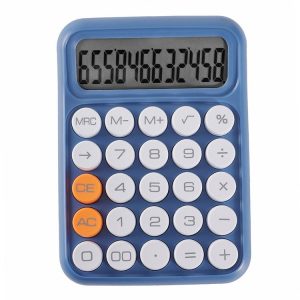 12-digit Mechanical Keyboard Calculator Office Student Exam Calculator Display (Navy Blue)
