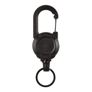 Flexible Climbing Backpack Buckle Retractable Pull Badges Reel Sports Keychain (Black)