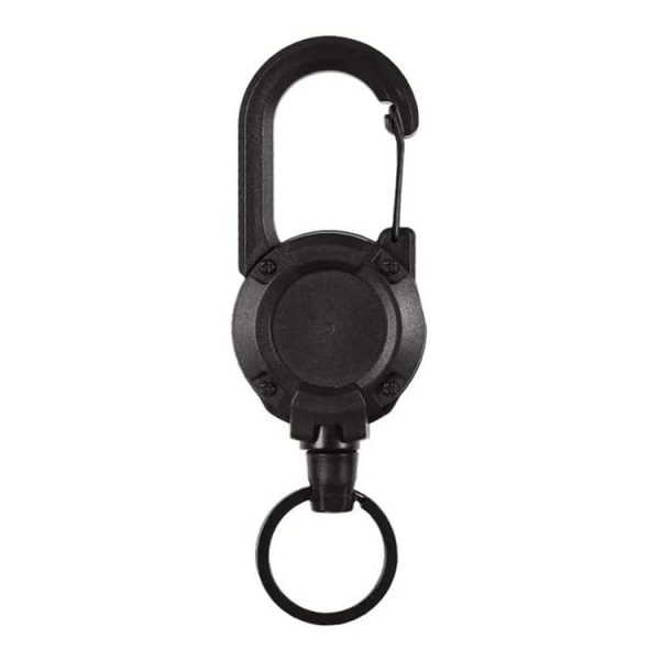 Flexible Climbing Backpack Buckle Retractable Pull Badges Reel Sports Keychain (Black)