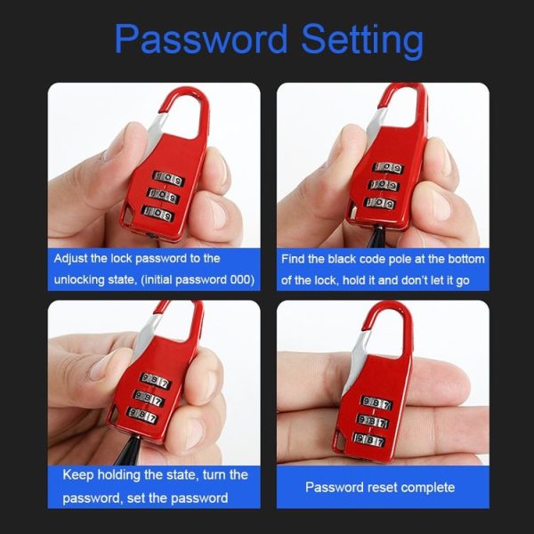 Outdoor Travel Backpack Password Hanging Lock Zinc Alloy Suitcase Anti-theft Lock (Silver) - Image 7