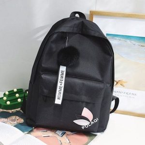 Canvas Shoulder Bag Large Capacity Student Travel Backpack (Black)