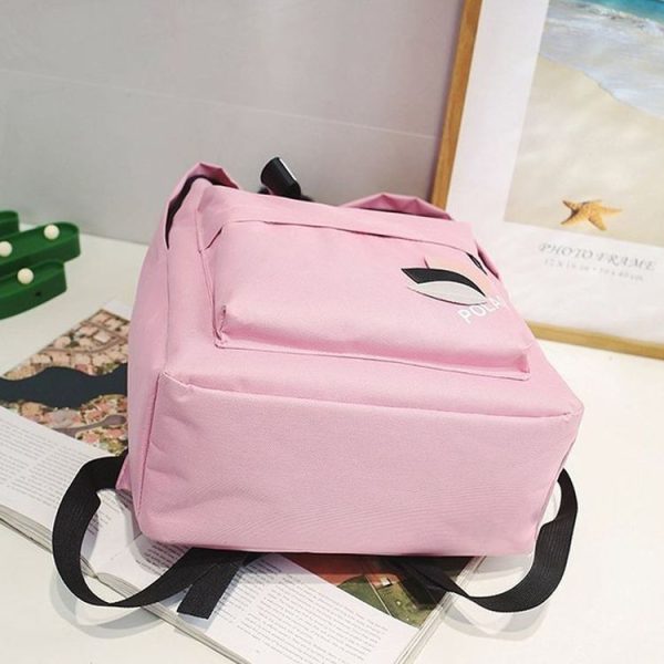 Canvas Shoulder Bag Large Capacity Student Travel Backpack (Black) - Image 3