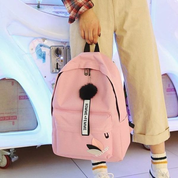 Canvas Shoulder Bag Large Capacity Student Travel Backpack (Black) - Image 6