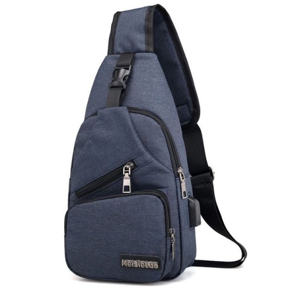 MeiJieLuo Simple Men Chest Bag Sports Youth Shoulder Crossbody Bag (Blue)