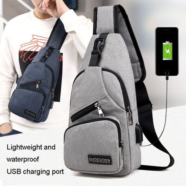 MeiJieLuo Simple Men Chest Bag Sports Youth Shoulder Crossbody Bag (Blue) - Image 10
