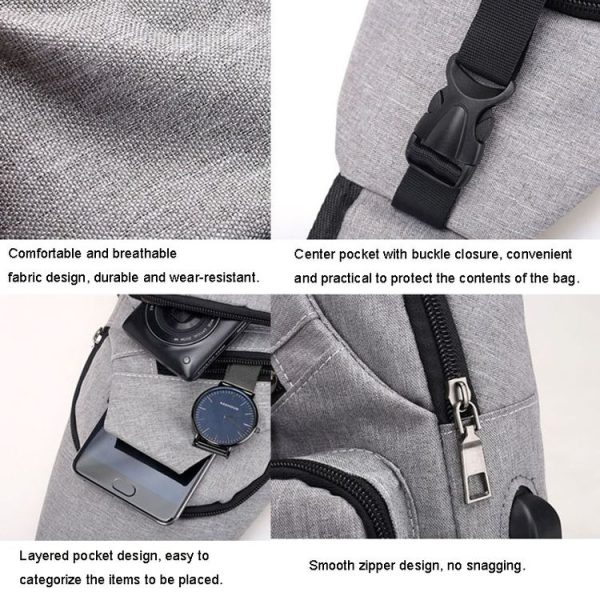 MeiJieLuo Simple Men Chest Bag Sports Youth Shoulder Crossbody Bag (Blue) - Image 7
