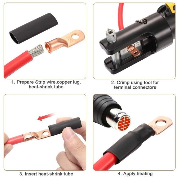 8AWG 3 / 8" Stud Ring Terminal Solder Cable Bare Copper Hole with Heat Shrink (Single) - Image 4