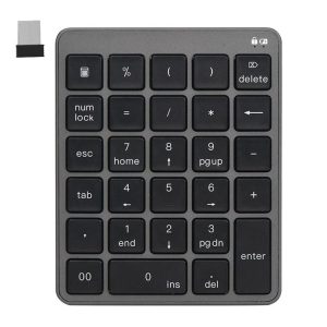 KN-980 28 Keys Portable Wireless Digital Quiet Keypad Computer External Digital Password Keypad (Gray)
