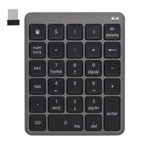 KN-980 28 Keys Portable Wireless Digital Quiet Keypad Computer External Digital Password Keypad (Gray)