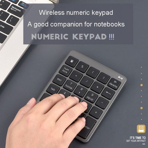 KN-980 28 Keys Portable Wireless Digital Quiet Keypad Computer External Digital Password Keypad (Gray) - Image 10