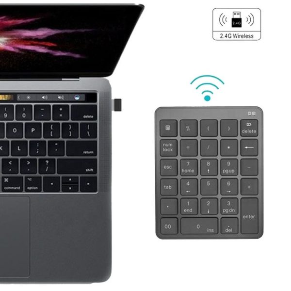 KN-980 28 Keys Portable Wireless Digital Quiet Keypad Computer External Digital Password Keypad (Gray) - Image 11